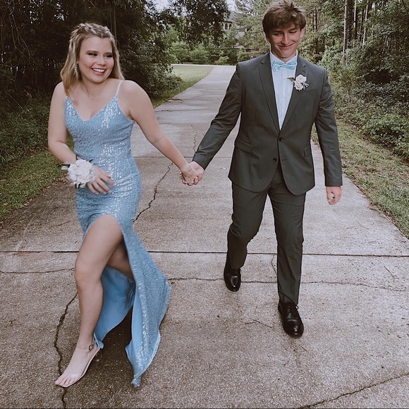 prom dress, worn once, built in padding, polyester/sequins! - Picture 3 of 3